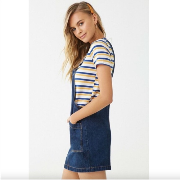 Denim Y-Back Overall Dress Pockets - Picture 2 of 8